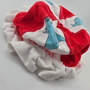 Vintage Sea World Bucket Hat Red White Blue Orca Whale Novelty‎